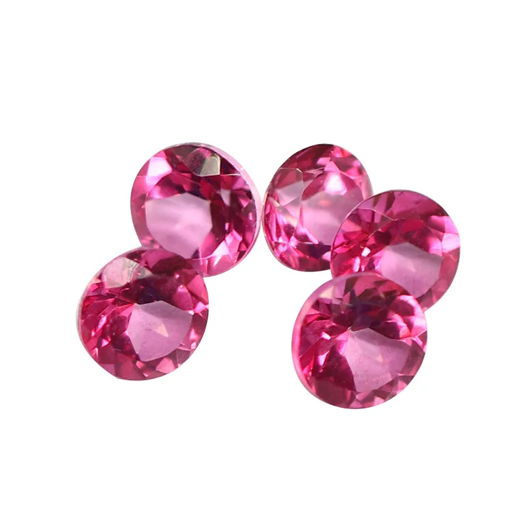 Color pink topaz round shape moissanite diamond 5mm CAB Cabochon Natural Stones Beads for gemstone jewelry necklace
