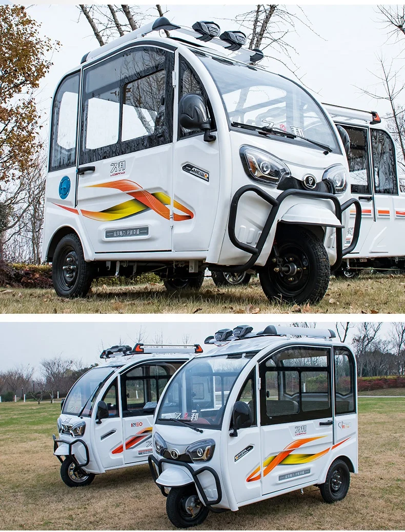 Closed Three wheels Electric Tricycle 48V 800W for Passenger Two Doors