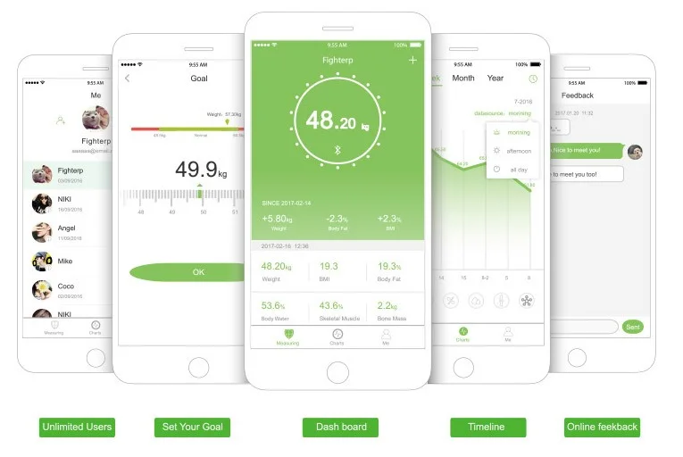 Smart Blue-tooth body fat scale BMI free app wifi bathroom scales digital weight body scale