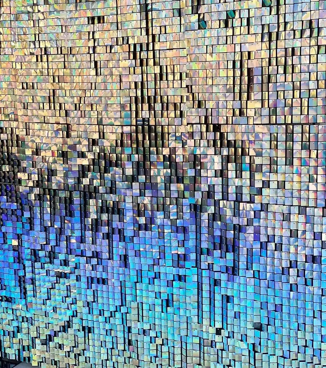 8 футов * гламурный зеркальный мерцающий Серебряный переливающийся Блестящий настенный панельный фон