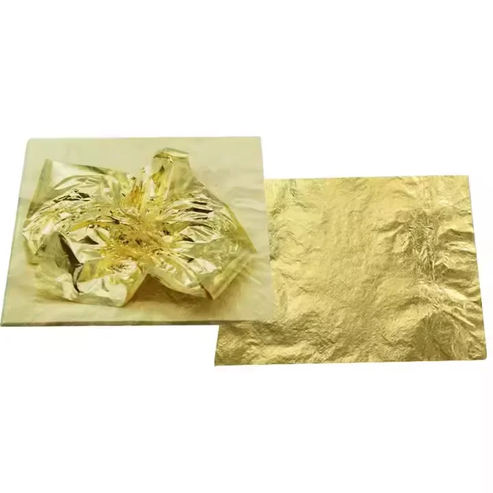 Jinzi High Quality Imitation Gold Leaf Sheets Manufacturer 14*14 16*16 Cm Copper Leaf Sheets For Art Craft