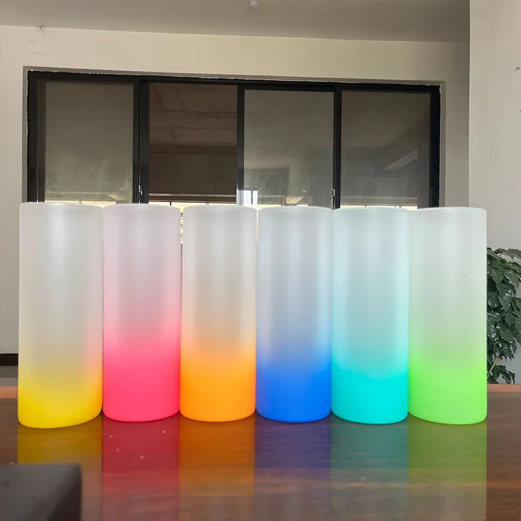 16oz 25oz frosting sublimation iridescent gradient soda beer can cup blanks glass can 20oz with bamboo lid and straws