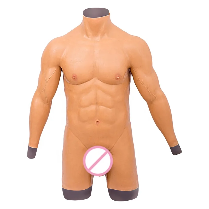 Artificial Chest Muscle Belly Macho Soft Silicone Man Can stretching 150% wearable dildo silicone dildos penis  for women