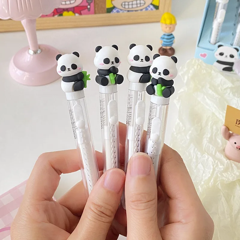 New arrivals long borrador panda top kawaii clear plastic shell sliding eraser push-pull retractable Erasers For Kids