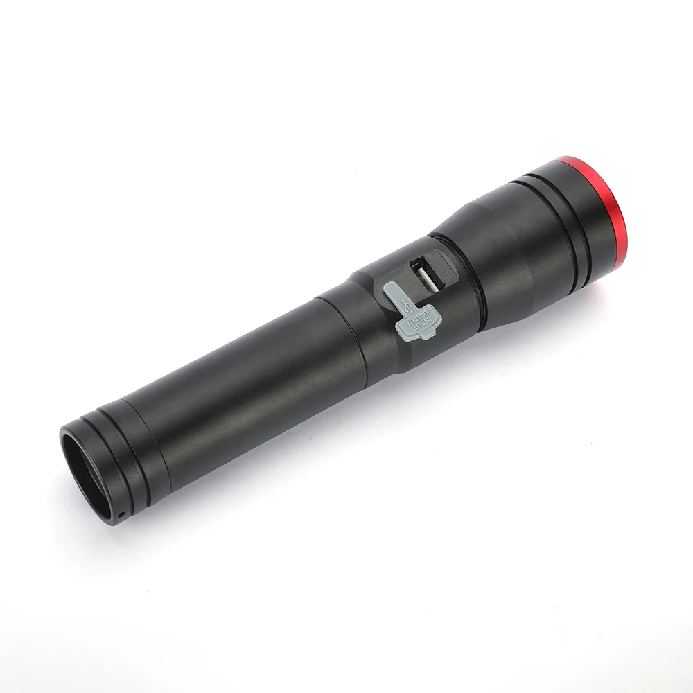 
Hot sale OEM zoomable long shot USB charging LED aluminium torch for outdoor 