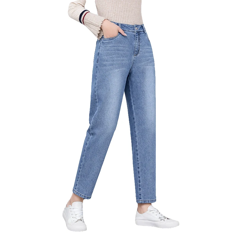 Factory Direct Supply women jeans straight leg denim pants for mom girl elastic shaping classic streetwear breathable pantalones