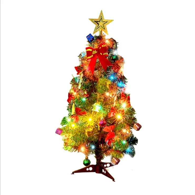 Artificial Mini Christmas Trees Desktop Decoration Christmas Tree Set With Light And Various Decorations and light