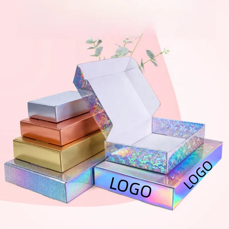 Custom Logo Printed Flat pack Packaging Box Corrugated Die Cut Folding Kraft Mailer Shipping Mailing Box