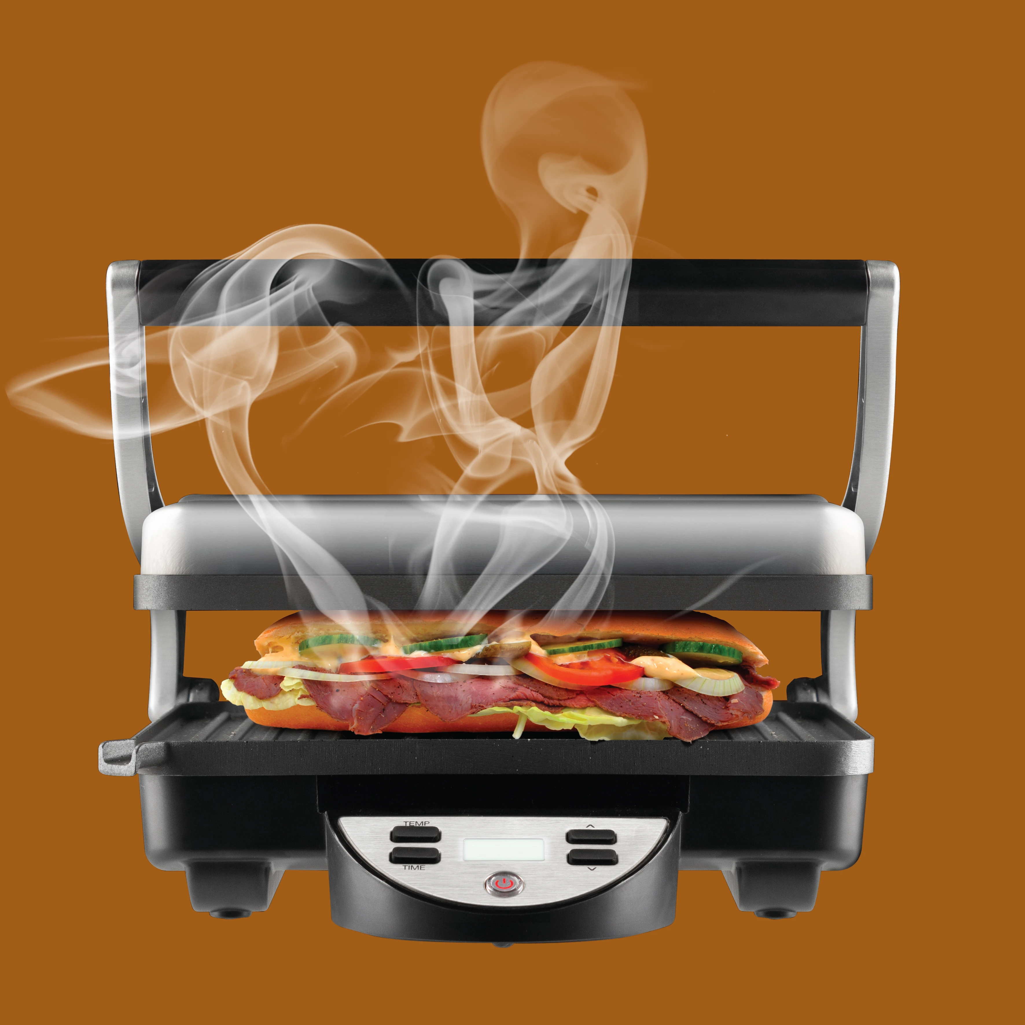 4 Slice panini press panini grill burger maker  with accurate digital temperature&timer control with Large LCD display