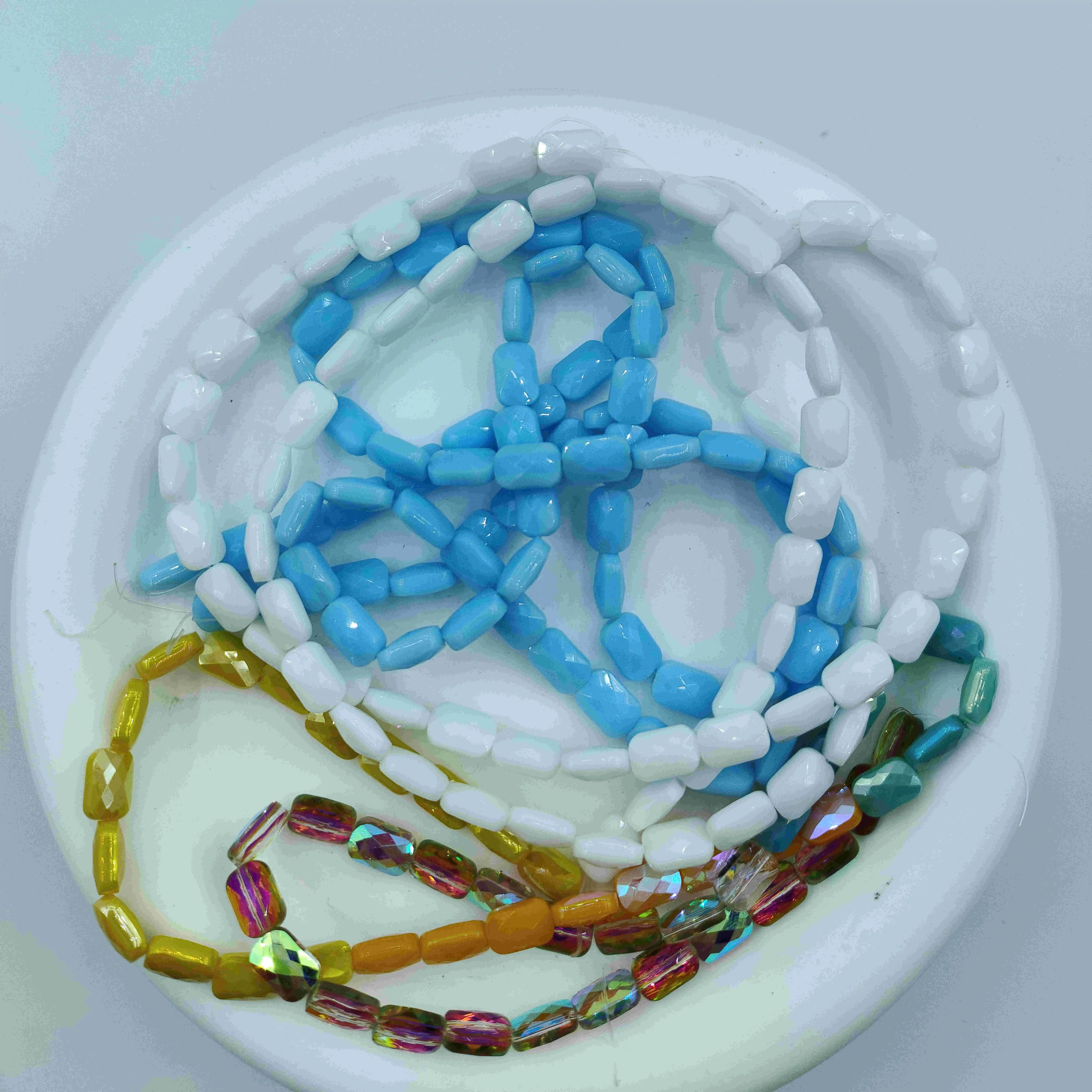 2023 New Arrival 6x9mm Fancy Colors Square Faceted Crystal Glass Beads For Jewelry Making Bracelet Loose Beads Glass Beads