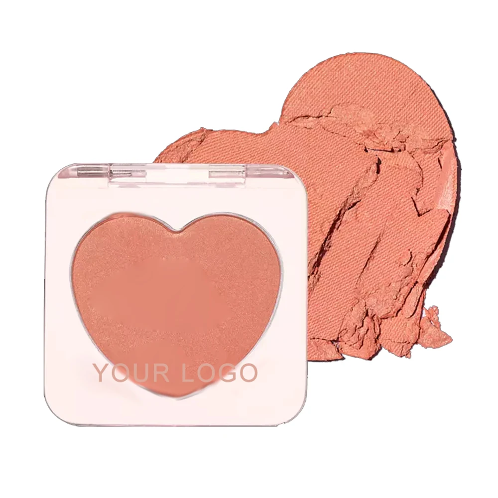 Private Label GMPC Long Lasting Waterproof Heart Shape Face Contouring Matte Monochrome Blush Palette