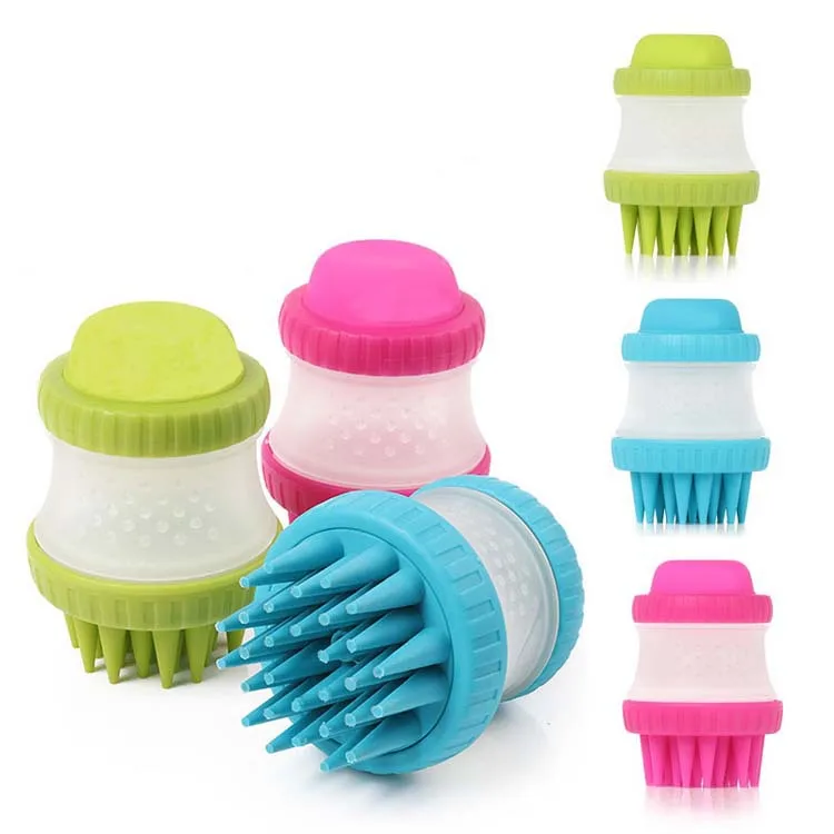 Multi-function Pet Bathing Brush Massage Comb Silicone Cat Cleaning Bristles Dog Shampoo Storage Comb