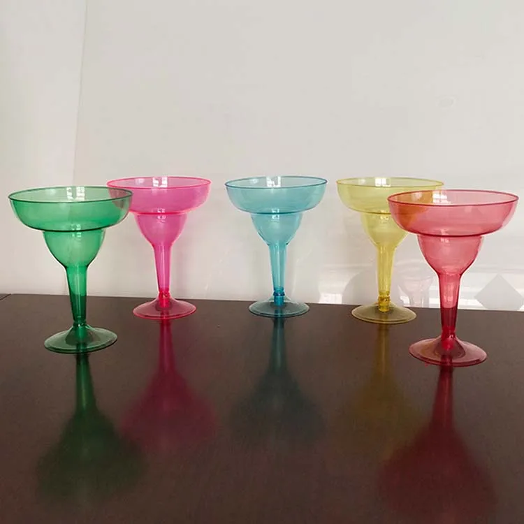 10OZ Transparent Plastic Cup PS Detachable Tall Cup Colorful Margarita Cocktail Cup