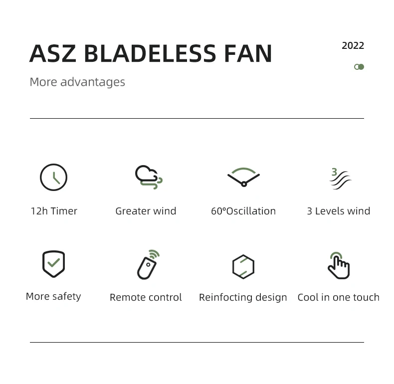 High Quality ABS Plastic  Air Cooling Electric Bladeless Floor Fan with body oscillation and remote