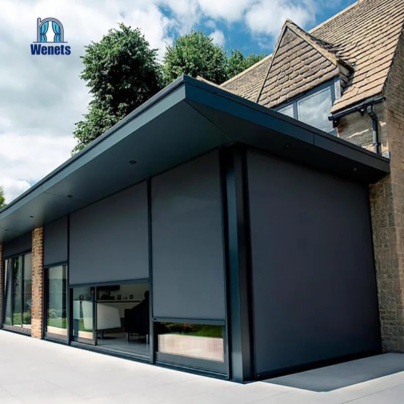 Motorized Solar Shade Remote Control Outdoor Blinds Roller Zip Screen Outdoor Blinds For Outdoor Pergola