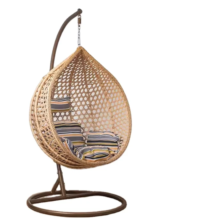 Hot Sale Modern Garden Patio Basket One Seat Egg Swing Hammock Chair , Outdoor Wicker Rattan Egg Swing Hanging Chair With Stand