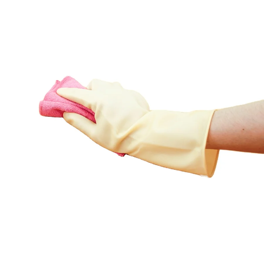 Chinese factories sell yellow long thick durable household latex rubber washing work gloves