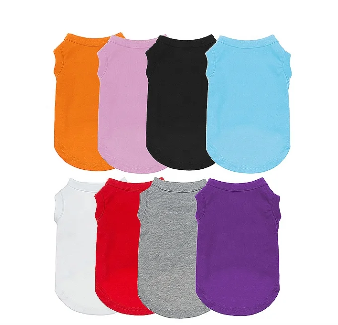 Оптовая продажа, простая летняя одежда для домашних животных, кошек, собак, футболка с принтом «сделай сам», рубашка для собак без рисунка