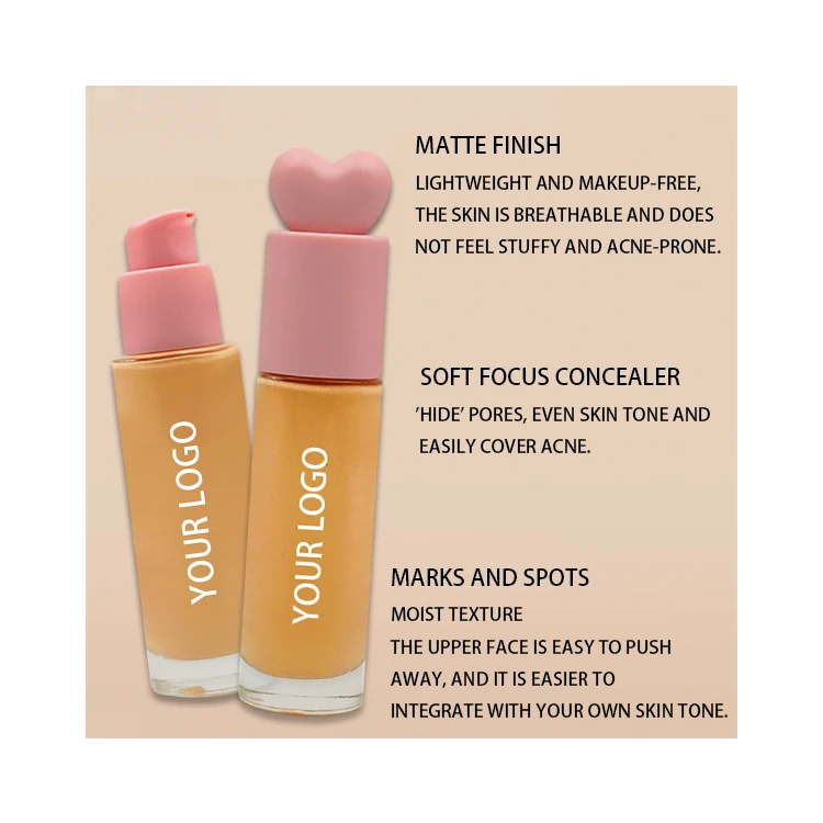 Wholesale Waterproof Sunscreen Liquid Foundation Lovely Shape for Female Full Coverage Concealer for Light Fair Skin Face