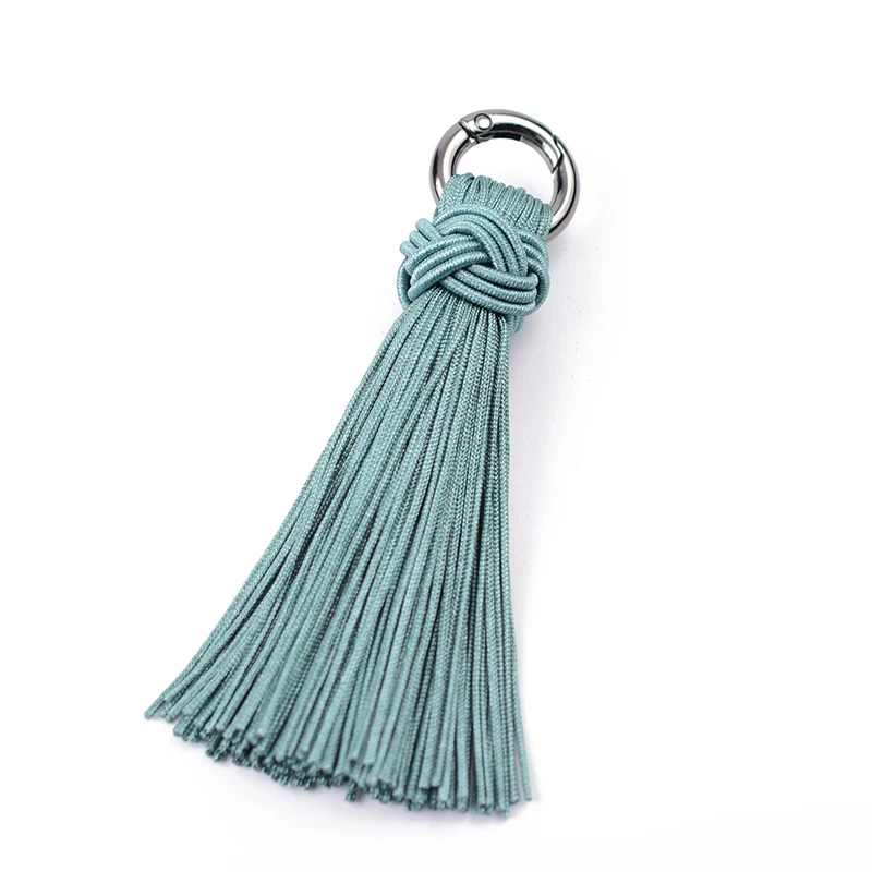 LONGJIE wholesales 10 colors 80mm  metal loop polyester keychain decorative tassel for key chain