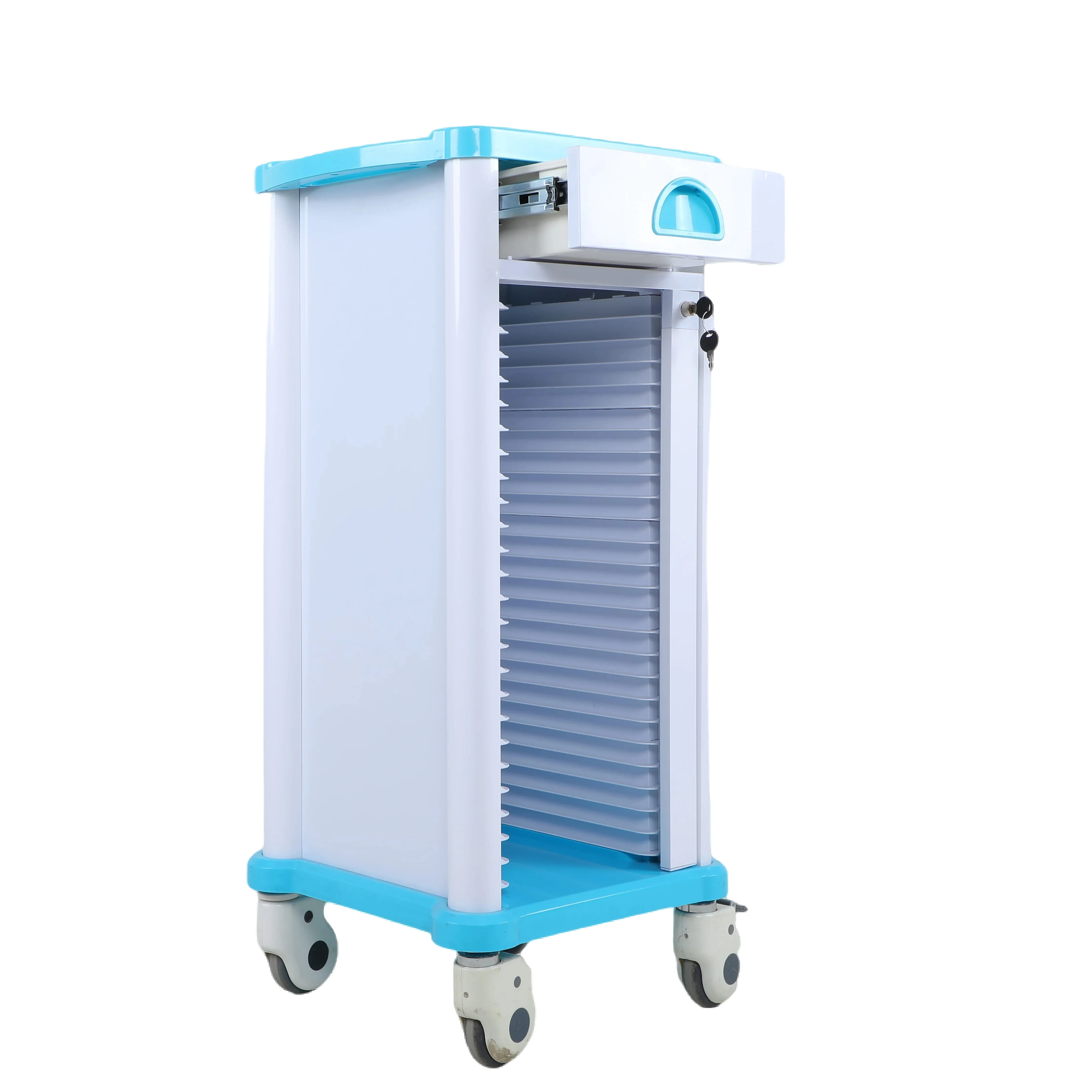 Ginee Medical abs plastic metal medical files trolley for hospital nursing patients professionally