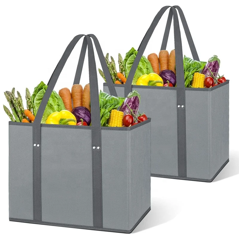 Premium Quality Heavy Duty Foldable Grocery Bag with Extra Long Handles Large Reusable Grocery Shopping Box Bags