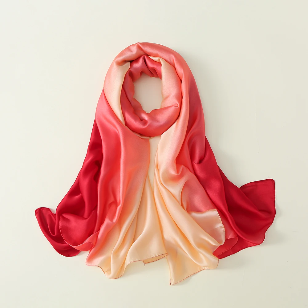 Wholesale 2022 Hot sale ladies silk scarves hijabs 90*180cm polyester print satin women scarfs silk shawls for women