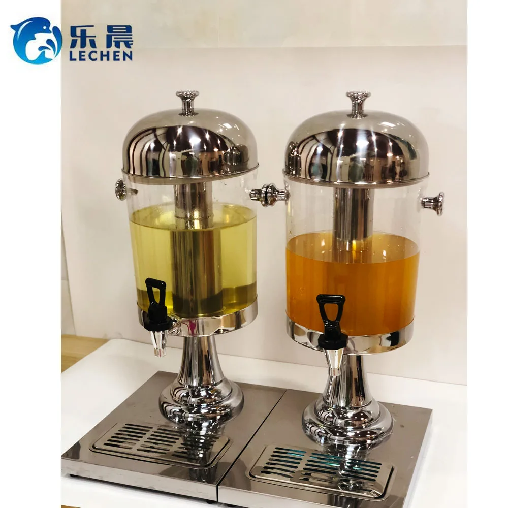 Hotel Juice Dispenser Drink Dispenser Beverage Barrel Cold Drink Dispenser Double Head 8L*2pcs+PC Bottle