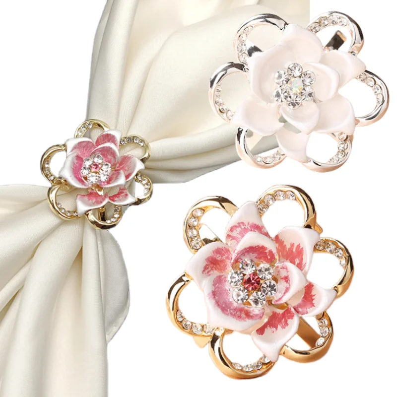 Оптовая продажа шелковый шарф с розовыми стразами пряжка украшение многофункциональная шаль пальто Тренч ремень брошь ювелирные изделия