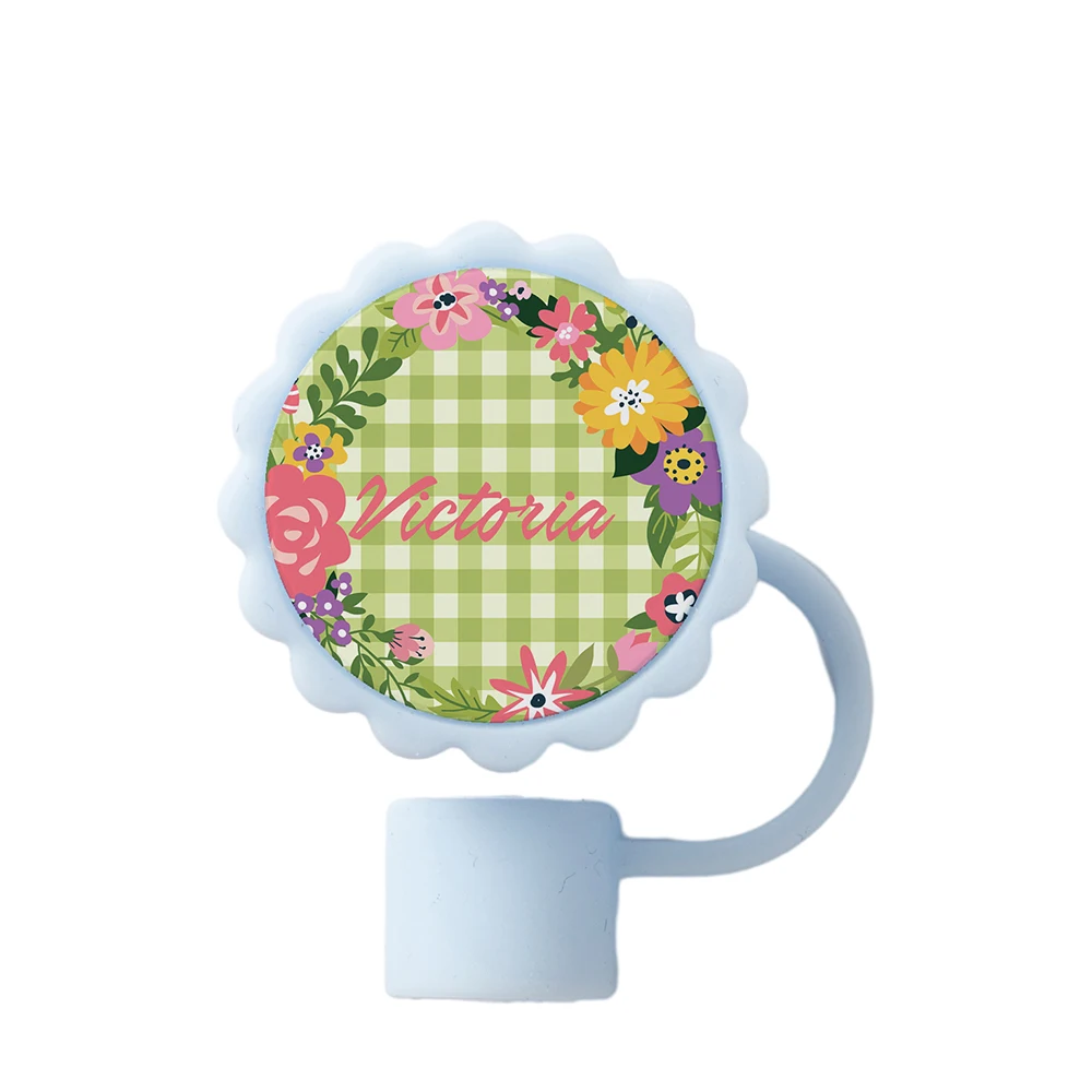 Wholesale 10mm Straw Cover Sublimation Blanks Aluminum Round Sheets Silicone Custom Straw Toppers Hat For Tumbers