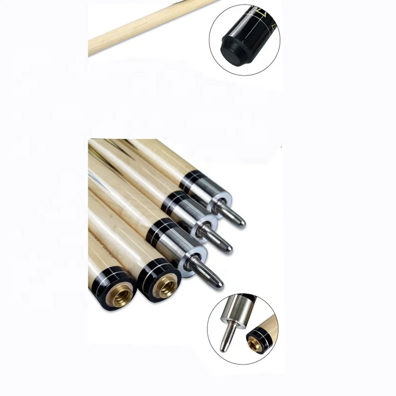 Stainless Steel Joint Maple Wood Billiard Pool Cue Wood Sticks 1/2-Piece