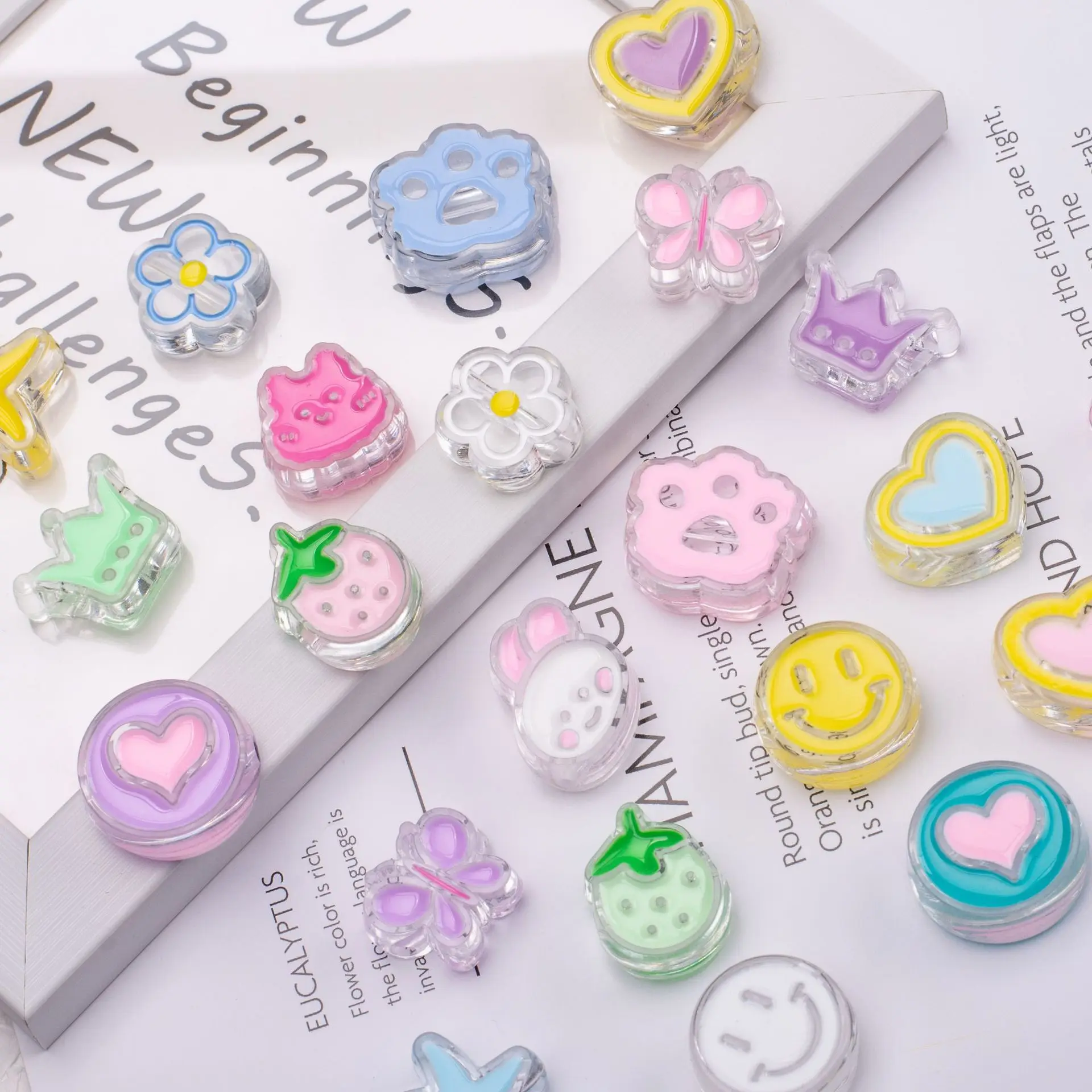 Mixed Candy Color Cute Acrylic Beads Loose Beads for Jewelry Craft Making DIY Charm Necklace Bracelet