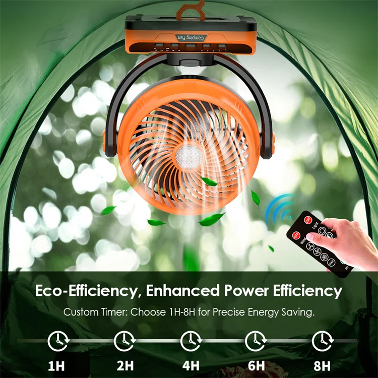20000mAh High Capacity Battery with Led Lantern Upgraded 2-In-1 Design Camping Outdoor Remote Control Portable Camping Fan