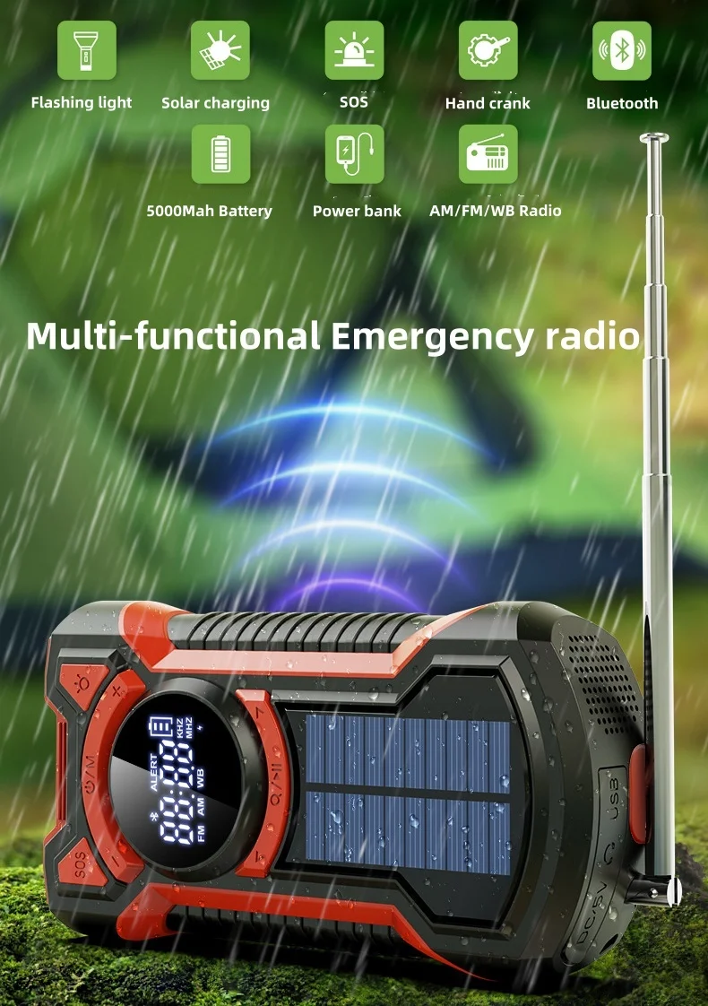 solar emergency radio high waterproof IP65 SOS