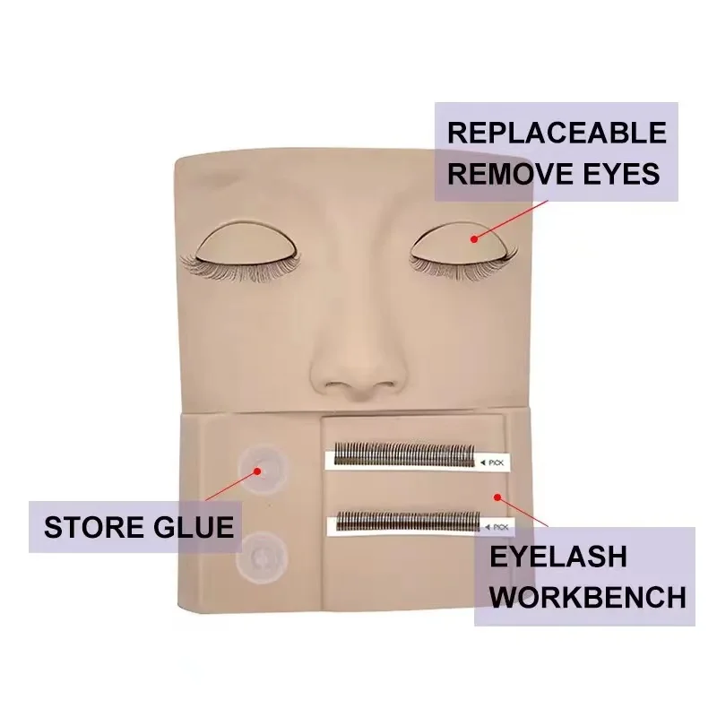high quality of silicone training mannequin face set use for eyelash extension make up