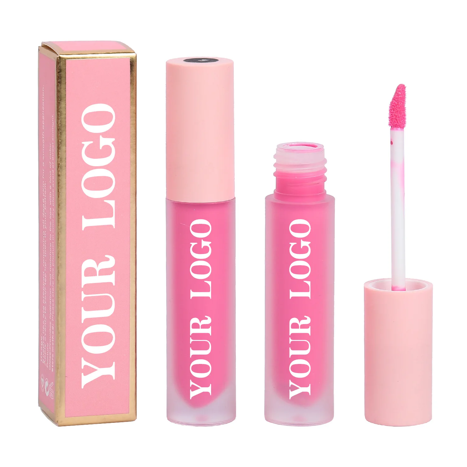 Custom logo frosted tube lipgloss high pigment no logo vegan glossy lipgloss private label