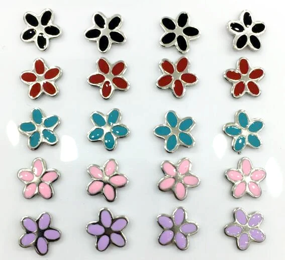 Low Prices Tiny Stud Earrings Stainless Steel Non Tarnish Jewelry Zircon Fashion Candy Color Colorful Flower Heart Stud Earring