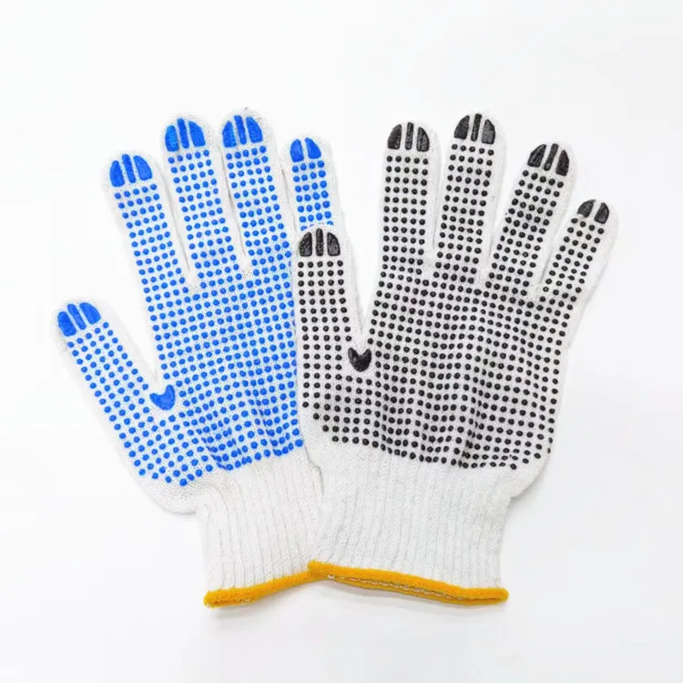 HPPE 500g 10 gauge working hand cotton glove for protect safety dotted driving farming gardening anti slip job glove general use