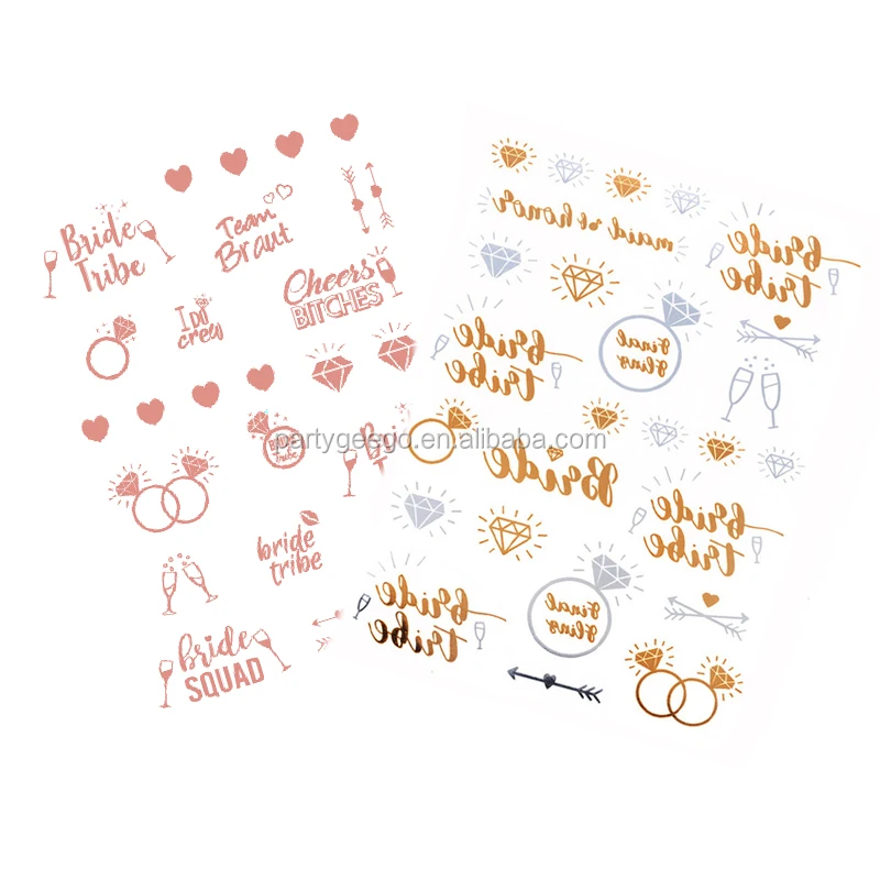 Bride And Bride Tribe Gold Temporary BIig Tattoos