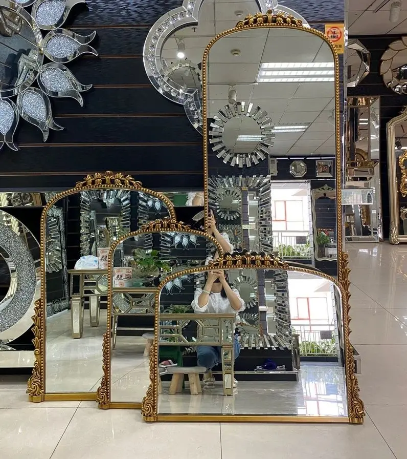 anthropologie mirror Stand Arch floor Mirror Vintage Large Long Metal Framed Gold Plated Antique Designer Parisian Wall Mirror