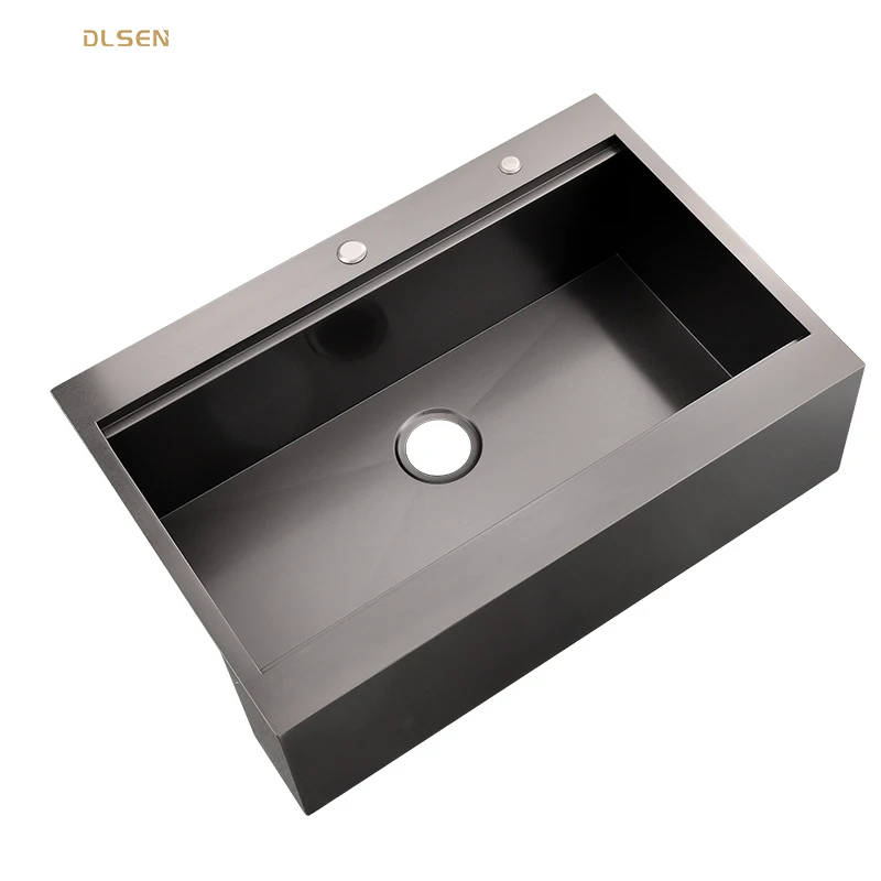 Hot Black Stainless Steel Apron Kitchen Sink Apron Front Sink for North America
