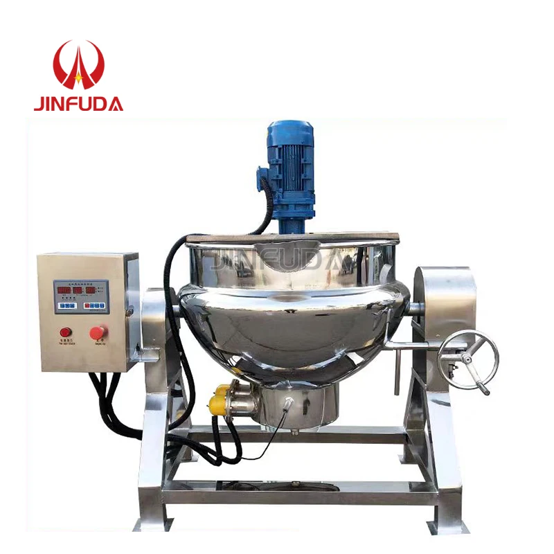 Stainless Steel 50L- 600L industrial jacketed kettle with agitator sanitary porridge soup boiler mixing cooking jacketed kettle