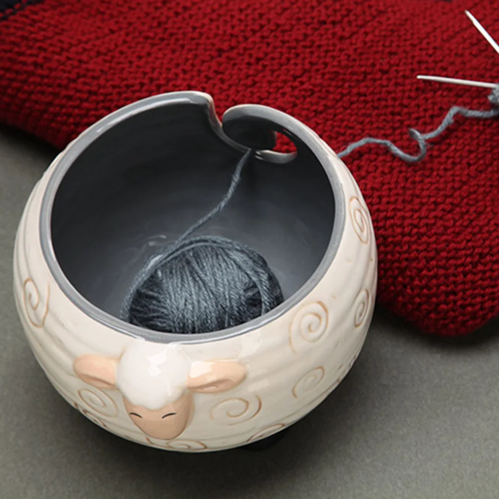 Creative Ceramic Animal Sheep Shape Yarn Bowls For Knitting