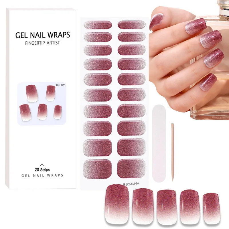 BEAU FLY autocollant pour ongle Glitter semi cured uv gel nail stickers with uv lamp