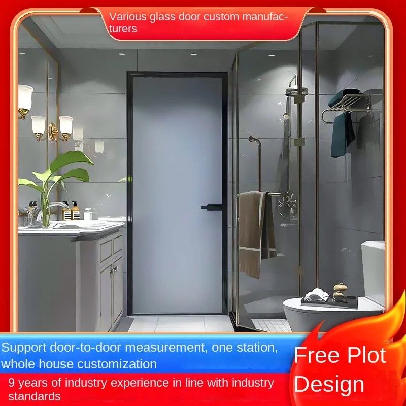 Modern Design Bathroom Glass Door Shower Room Aluminum Door for Wc Toilet Room Interior Bathroom Hinged Doors