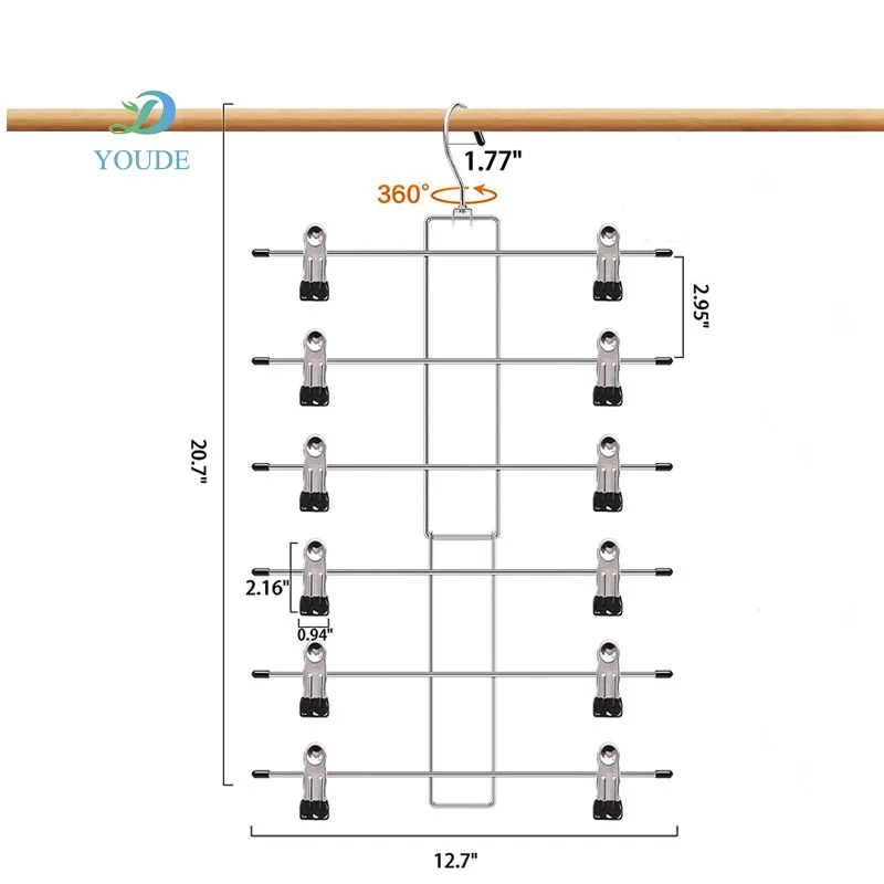 Multifunctional Space Saving Magic Clothes Jeans Skirts Wardrobe Organizer Foldable Metal 6-Layer Pants Hanger