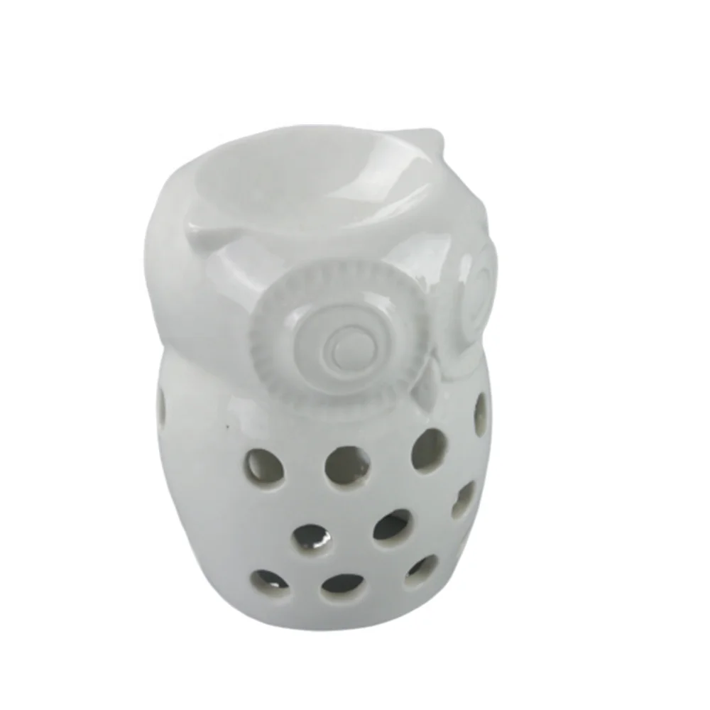 personalized white ceramic owl wax incense burner