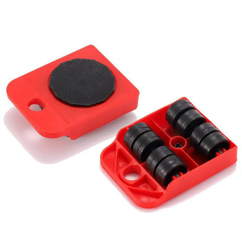 Furniture Mover Tool Set Furniture Transport Lifter Heavy Stuffs Moving Tool 4 Wheeled Mover Roller+1 Wheel Bar Hand Tools Set
