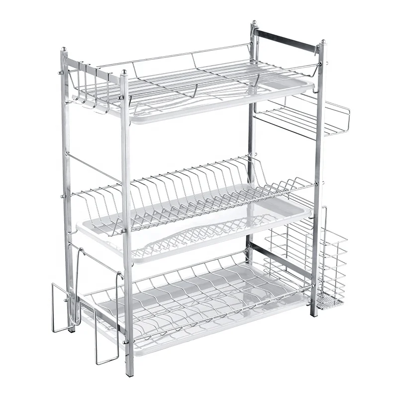 3 Layer Small Metal Wire Steel kitchen Wine Plate Dish Drying Rack Dish Drainers