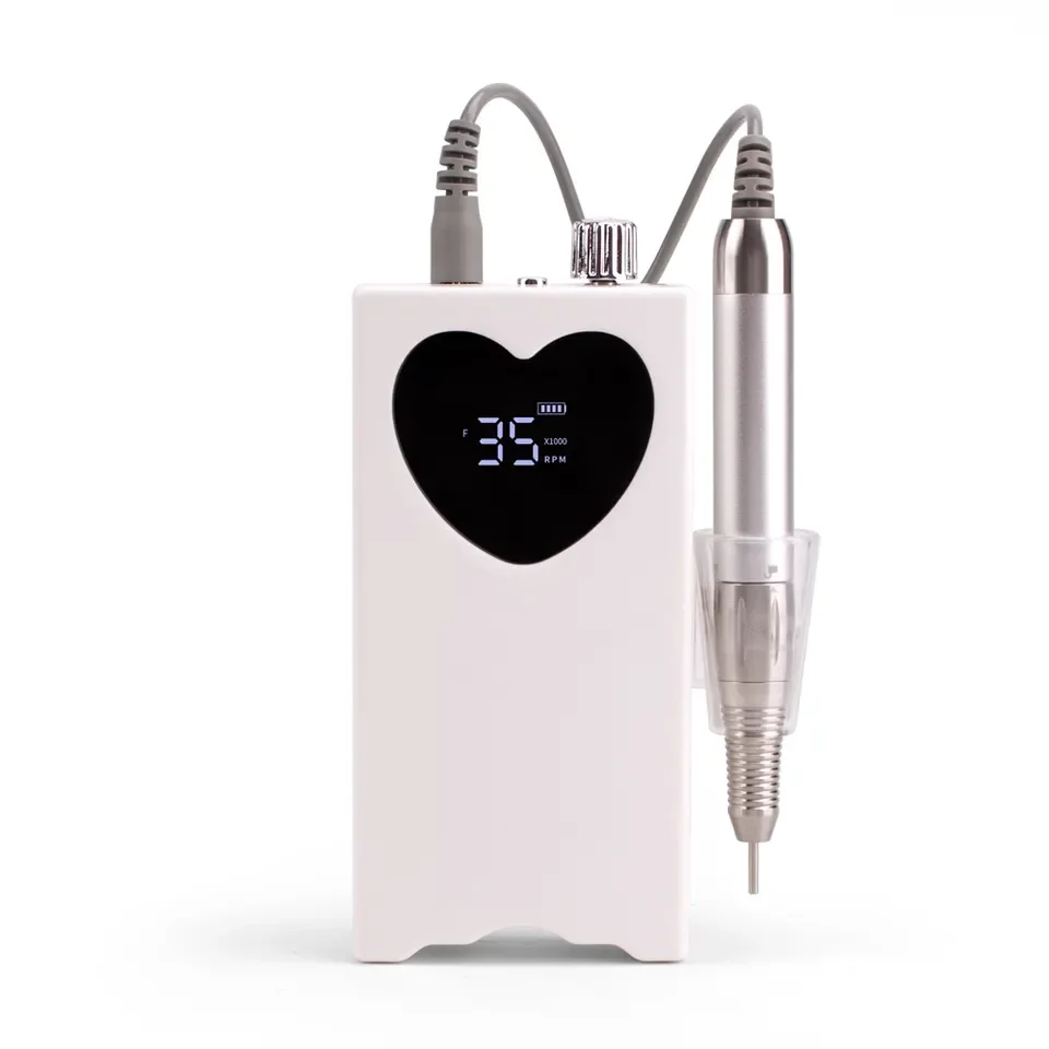 New design Heart Shape Brushless Portable Mobile Nail Drill High Torque 35,000 RPM Rechargeable Cordless Nail File
